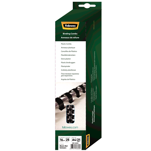 Plastikbinderücken 16mm - schwarz